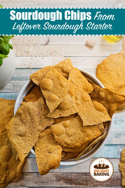 This recipe for sourdough chips from leftover sourdough starter is easy, quick, delicious and surely more healthy than most snacks you can buy in stores. Sourdough Chips Recipes, Sourdough Discard Tortilla Chips, Sourdough Pita Chips, Sourdough Tortilla Chips, Sourdough Chips, Corn Chips Recipe, Churro Chips, Tortilla Chip Recipe, Discard Recipe