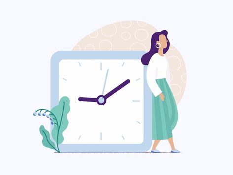 Waiting Illustration, Time Animation, Animated Illustration Gif, Life In Cartoon Motion, Gif Illustration Inspiration, Waiting Gif Cute, Talking Animation Gif, Vector Character Design, Flat Design Illustration