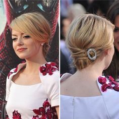 emma stone short updo pulled back Short Formal Hair, Short Hair Formal Styles, Christmas Hairstyles For Short Hair, Short Hair Formal, Short Hair Updos, For Short Hair Hairstyles, Updos For Short Hair, Formal Hairstyles For Short Hair, Short Hair Ponytail