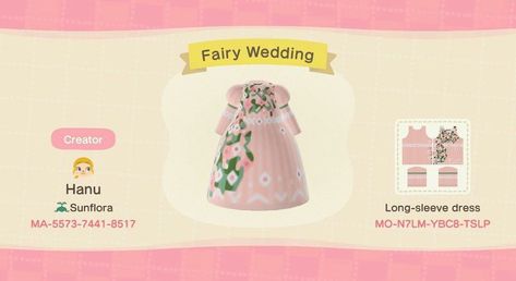 Clothing, paths, and decor! sur Instagram : fairy inspired wedding dress ☁️💫 [🌻] credits to hanucrossing on twitter Acnh Fairy Dress, Fairy Inspired Wedding, Acnl Outfits, Qr Code Animal Crossing, Codes Acnh, Ac Codes, Acnh Patterns, Inspired Wedding Dress, Acnh Clothes