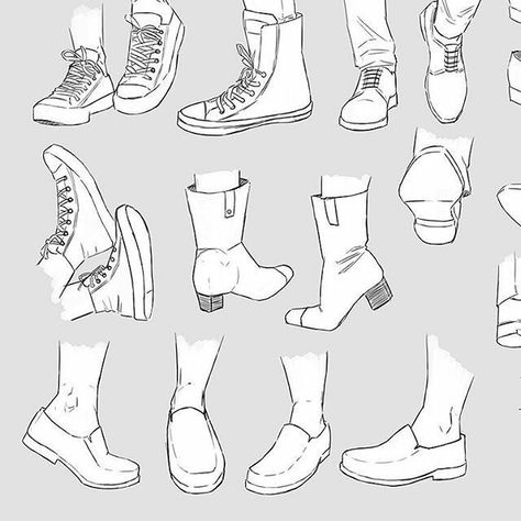 Shoes Running Drawing, Cartoon Shoes Reference, Untied Shoes Drawing, Anime Shoes Reference, How To Draw Boots Front View, How To Draw Shoes Front View, Shoes Reference Drawing, Shoe Drawing Reference, Shoes Drawing Reference