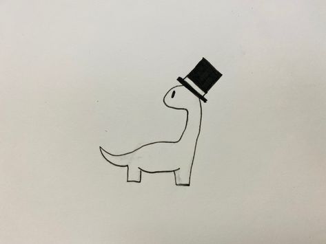 Top Hat Drawing, Easy Dinosaur Drawing, Cowboy Hat Tattoo, Funny Tattoo, Filler Ideas, Dinosaur Drawing, Custom Tumbler Cups, Funny Tattoos, Custom Tumbler