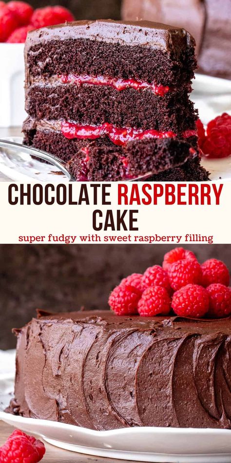 Raspberry Chocolate Cake, Chocolate Raspberry Cake, Raspberry Chocolate, Layer Cake Recipes, Chocolate Layer Cake, Raspberry Cake, Fresh Raspberries, Moist Chocolate Cake, Oreo Dessert