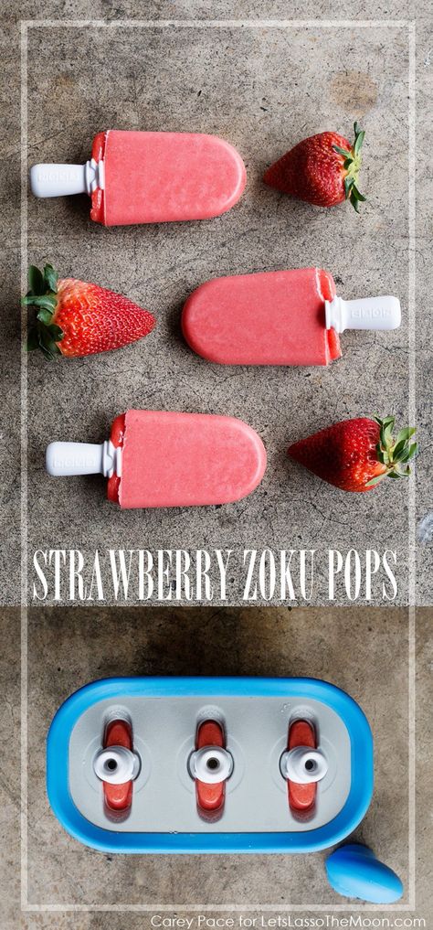 Strawberry Popsicle Recipes, Zoku Recipes, Pops Recipes, Strawberry Popsicles, Lasso The Moon, Iced Coffee Maker, Freeze Pops, Mom Recipes, Dessert Recipes For Kids