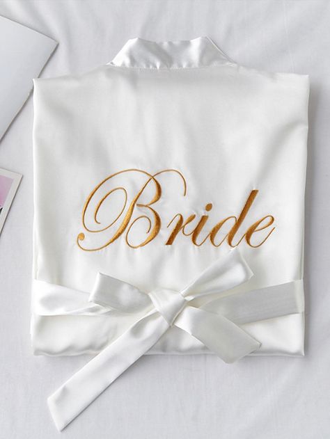 White  Collar  Polyester   Embellished   Bathroom Bridesmaid Satin, Personalized Robe, Bridal Party Robes, Satin Sleepwear, Women's Robe, Bridesmaid Robes, Bridal Robes, Daisy Print, Bride Bridal