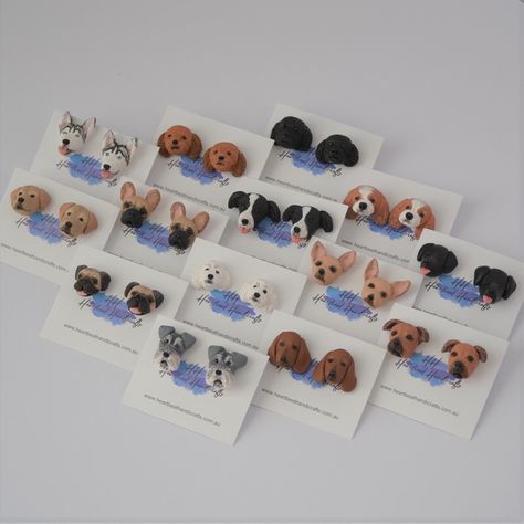 Dachshund earrings are the perfect fun gift for a sausage dog mum. If this particular style doesn't quite have the right markings or colour, you can place a custom order through the custom pet earrings listing in my shop and I'll create a pair that are the perfect match. You can also request a mismatched pair that way, if you have more than one fur baby. They are Australian designed, owned and made with love and attention to detail by Dani, a fellow dog lover. Supplies are sourced predominantly Pet Earrings, Pug Earrings, Dog Mum, Popular Dog Breeds, Dog Earrings, Mini Dogs, Animal Earrings, Sculpting Clay, Crafts Hacks