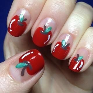 Apple nails nails nail apple pretty nails nail art nail ideas nail designs Apple Nail Design, Food Nails Designs, Apple Nails Design, Apple Nail Art, Fruity Nails, Apple Nails, Hot Pink Nail Polish, Teacher Nails, Food Nail Art