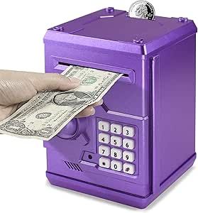 Cargooy Mini ATM Piggy Bank ATM Machine Best Gift for Kids,Electronic Code Piggy Bank Money Counter Safe Box Coin Bank for Boys Girls Password Lock Case (Purple) Atm Bank, Money Counter, Bank Safe, Atm Machine, Bank Atm, Money Saving Box, Bank Money, Savings Box, Kids Money