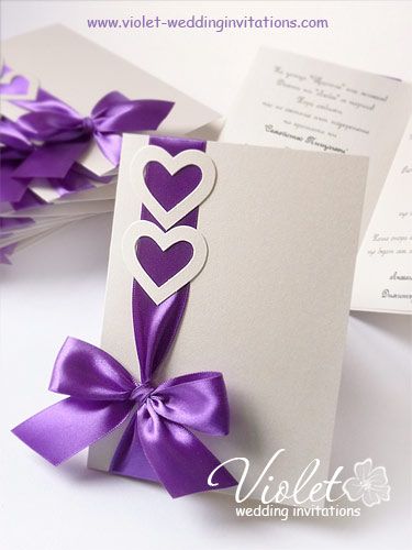 "Coquette" Wedding Invitations, Violet Handmade Wedding Invitations Wedding Card Handmade, Heart Wedding Invitations, Wedding Cards Handmade, Bridal Ideas, Purple Wedding Invitations, Handmade Wedding Invitations, Kraf Diy, Wedding Anniversary Cards, Birthday Cards Diy