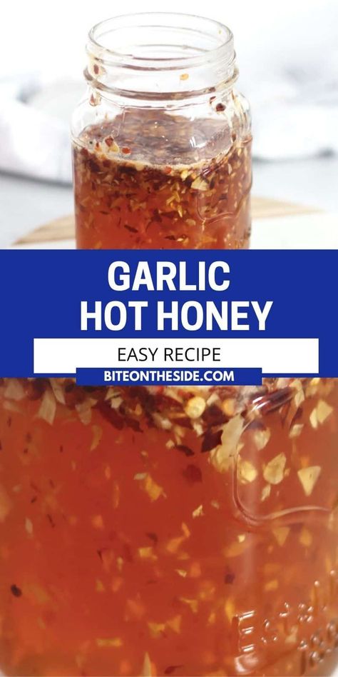 Garlic Hot Honey, Homemade Hot Honey Sauce, Homemade Chili Garlic Oil, Hot Honey Garlic Sauce, Spicy Honey Garlic Sauce, Garlic Hot Sauce Recipe, Hot Honey Dipping Sauce, Spicy Honey Recipe, Flavored Honey Recipes