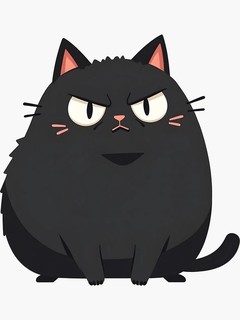 "Grumpy Black Chubby Cat - Minimalist Clean Line Feline Art" Sticker for Sale by CrownedCanvas | Redbubble Grumpy Black Cat, Cat Minimalist, Chubby Cat, Fat Cat, Minimal Aesthetic, Cat Stickers, Aesthetic Design, Sticker Art, Clean Lines