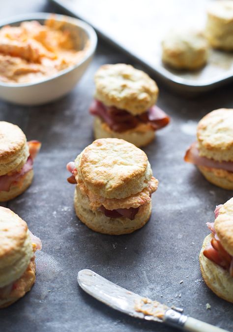 These Ham & Pimento Cheese Biscuit Sliders are simple, but bursting with flavor! They’re the perfect paired with soup, a salad or all by their lonesome… I think I was secretly born in the south, because if I had my choice, I could live off a diet of crispy fried chicken, sweet cornbread, and mile-high [...] Biscuit Sliders, Pimento Cheese Sandwich, Cheese Stromboli, Ham Biscuits, Pimento Cheese Sandwiches, Cheese Biscuit, Breakfast Cooking, Homemade Buttermilk Biscuits, Flaky Biscuits