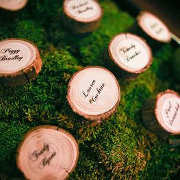 stump place-cards or other Enchanted Forest Prom, Moss Wedding, Enchanted Forest Theme, Enchanted Forest Wedding, Theme Nature, Cheap Wedding Invitations, Forest Theme, Rustic Country Wedding, Whimsical Wedding