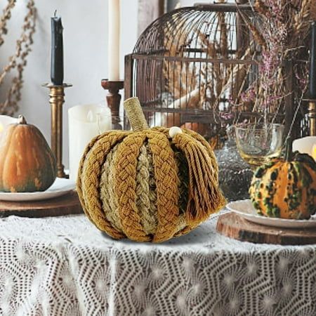 Thanksgiving Halloween Imitation Cotton Rope Pumpkin Tabletop Decoration Hand Woven Decorations Features: The workmanship is exquisite and cotton rope material is used to ensure the durability of these accessories. Great photo props can make your photos more attractive, and you will become the focus of friend and family. Artificial pumpkin decorations - Simulated pumpkins have beautiful colors and will definitely tie your Thanksgiving decorations and exquisite pumpkins together to welcome autumn Autumn And Halloween, Pumpkin Decorations, Welcome Autumn, Artificial Pumpkins, Harvest Decorations, Fabric Pumpkins, Rope Design, Halloween Decoration, Pumpkin Decorating