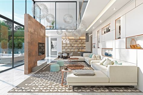 30 Double Height Living Rooms That Add An Air Of Luxury Double Height Living Room, High Ceiling Living Room, Interior Design Per La Casa, Modern Living Room Interior, Double Height, Luxury Living Room Design, Lounge Design, Style Loft, Lounge Decor