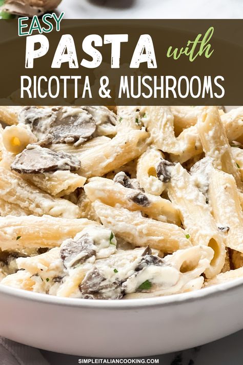 Ricotta Cheese Sauce, Farfalle Pasta Recipes, Recipes Using Ricotta Cheese, Mushroom Ricotta, Recipe Using Ricotta, Ricotta Pasta Recipes, Green Bean Salad Recipes, Ricotta Sauce, Italian Recipes Appetizers