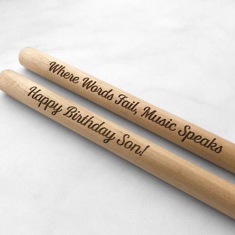 PAIR Engraved Drum Sticks Custom Drum Sticks Personalized | Etsy Engraved Drumsticks, Drum Lessons For Kids, Drums Studio, Name Hangers, Birthday Husband, Band Teacher, Personalized Hangers, Music Academy, Drummer Gifts