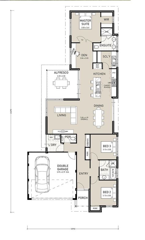 House Plans Australia, Single Storey House Plans, Narrow House Designs, Narrow House Plans, Narrow Lot House, Narrow Lot House Plans, Two Story House, Long House, Home Design Floor Plans