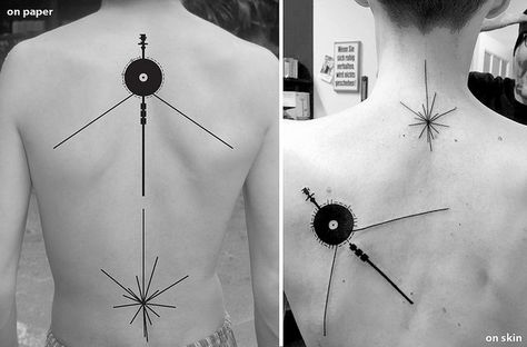 Pulsar Map, Voyager Tattoo, Pioneer Plaque, Solar System Tattoo, Cyberpunk Tattoo, Science Tattoos, Abstract Tattoo Designs, Map Tattoos, Owl Tattoo Design