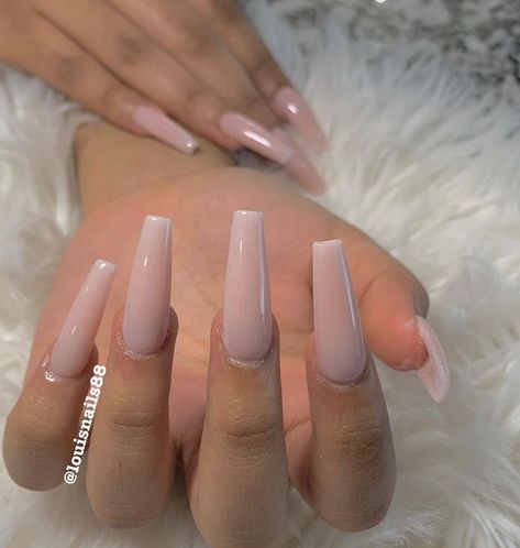 Acrylic Nails Nude, Natural Acrylic Nails, Milky Nails, Basic Nails, Simple Acrylic Nails, Classy Acrylic Nails, Long Acrylic Nails Coffin, Acrylic Nails Coffin Pink, Long Square Acrylic Nails