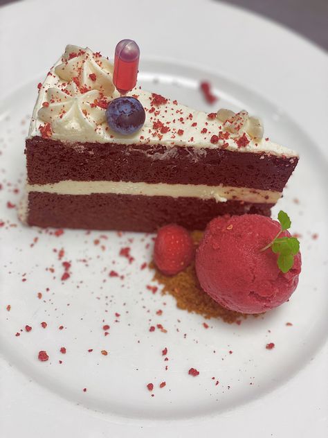 Red velvet cake dessert ice cream dessert plating food restaurant Red Velvet Cake Dessert, Cake Plating, Red Velvet Desserts, Plating Food, Dessert Ice Cream, Ice Cream Dessert, Dessert Plating, Ice Cream Desserts, Food Restaurant