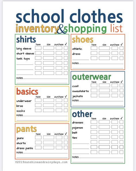 Back To School Outfit Checklist, What To Buy For Back To School Clothes, Back To School Clothes List Elementary, Back To School Grocery Shopping List, Back To School Wardrobe Checklist, Back To School List Clothes, Back To School 2024-2025, School Shopping List Clothes, Back To School Clothes Shopping List