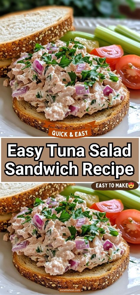 Some days we’re just in a rush. No time for lengthy or time-consuming recipes. We need to get lunch on the table fast. Other days, we’re not in the mood for heavy food, we crave something fresh and light. Easy Tuna Salad Sandwich, Classic Tuna Salad Sandwich, Tuna Salad Sandwich Recipe, Easy Tuna Salad, Classic Tuna Salad, Great Dinner Recipes, Tuna Salad Sandwich, Easy Sandwich Recipes, Fresh Tuna