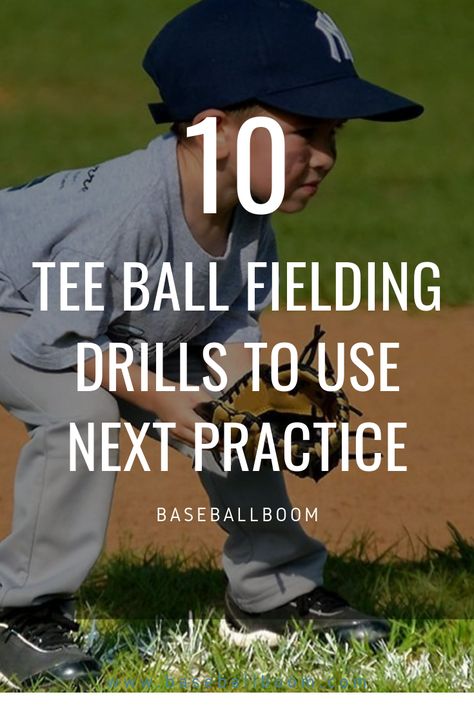 The purpose of fielding drills at the tee ball player level is to help improve their reflexes and coordination. Tee ball players are between the ages of 4 and 7, and at this age, they begin to learn how to use their baseball glove. On the field, they develop the body mechanics required to be effective fielding and throwing the baseball. These 10 Tee ball fielding drills are fun ways for young players to begin to develop coordination and reaction time. Tee Ball Practice Drills, Coaching Tee Ball, Tball Practice Drills, Teeball Practice Drills, How To Coach Tball, T Ball Coaching Tips, Tball Drills For Kids Fun, Tball Coaching Ideas, T Ball Drills