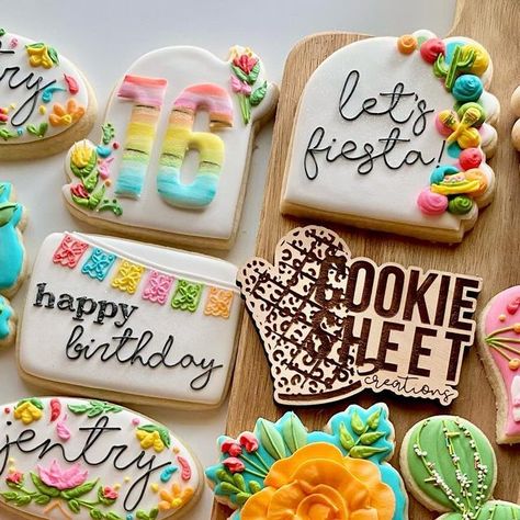 Tequila Cookies Decorated, Fiesta Cookies Decorated, Fiesta Theme Cookies, Mayo Cookies, Fiesta Cookies, Mexican Cookies, 23 Birthday, Mexican Birthday, Fiesta Theme