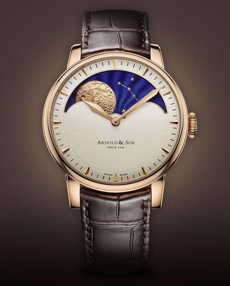 Round-Up: The 10 Best Moon Phase Watches With Stunning Displays Watch Dial Design, Watch Moon, Space Watch, Fashion Sketches Men, Watches Design, Moonphase Watch, Arnold Son, Moon Watch, Guess Watch