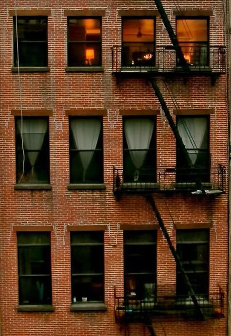 Architecture Unique, Fire Escape, New York Apartment, Nyc Apartment, Concrete Jungle, City Living, City Aesthetic, Window Design, Apartment Building