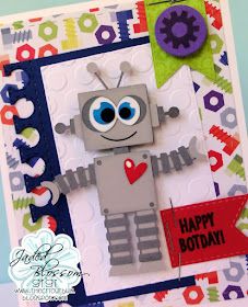 The Cricut Bug: Happy Bot-Day Robot Card, Jaded Blossom, Art N Craft, Reading Corner, Hi Everyone, Paper Pads, Notebook Paper, Goodie Bags, I Card