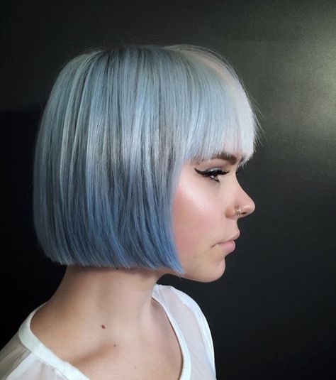 Beating the blues with this #crafthaircolor and bob, cut by @bellusacademy educator @dasilva_hair 💎 #hairbrained #hbloves Bob With Fringe, Light Blue Hair, Hair Brained, The Blues, Bob Cut, Blue Hair, Bob Hairstyles, Bangs, Hair Color