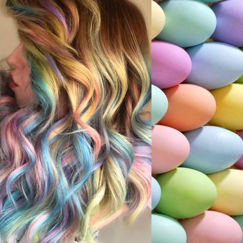 #easter #diy #hair #hairstyles #haircolor #color #eastereggs #pastelhair #curls #rainbow Easter Hair Color, Easter Hair Color Ideas, Hairstyles For Easter, Crochet Twist Hairstyles, Easy Easter Hairstyles, Easter 2024, Easter Hairstyles For Women, Girls Hairstyles Easy