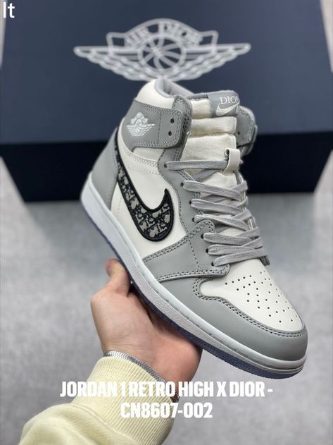 Jordan 1 Retro High X Dior - CN8607-002 Air Jordan 1 Dior, Jordan 1 Dior, Air Dior, Jordan 1 Retro High, Jordan 1 Retro, Air Jordan 1, Nike Air Force Sneaker, Nike Air Jordan, Jordan 1