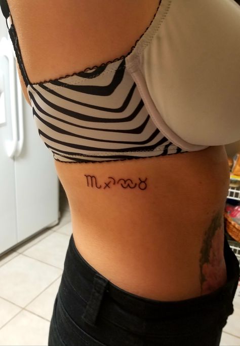 New bday tattoo. Zodiac signs of my family across my rib. Family Zodiac Tattoos, Tattoo Zodiac Signs, Bday Tattoo, Tattoo Zodiac, Zodiac Tattoos, Zodiac Tattoo, Collar Bone, Rib Tattoo, Tattoo Inspo