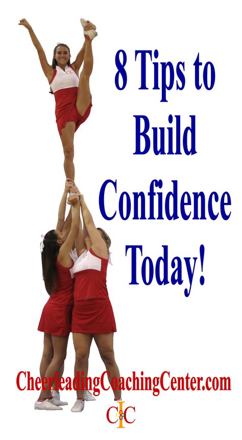 One essential tool that every cheerleader should have is confidence.  Check out these 8 tips to help show your confidence TODAY!  CheerleadingCoachingCenter.com Cheerleading Quotes Inspirational, Cheerleading Motions, Cheerleading Stunting, Easy Cheerleading Stunts, Cheerleading Stunts, Cheerleading Jumps, Cheerleading Pyramids, Cheerleading Workouts, Youth Cheer