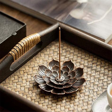 1. Best wishes: Lotus is a symbol of purity and elegance in Eastern culture. Its aesthetic three-layer lotus design makes it look more classic and elegant. 2. Exquisite workmanship: The incense burner is made of high-quality zinc alloy, strong and durable, and can be used for a long time. 3. Convenient design: The 7-hole lotus seat is a detachable design, you can remove the pipe holder, it can be used as an aromatherapy burner. 4. Compact and portable: being so mini and light-weight, this product does not take much space and can be easily taken away. 5. Applicable occasions: You can place lotus incense burners in the living room, bedroom, meditation room, yoga room, bathroom, toilet, etc. Lotus Aesthetic, Cone Incense Burner, Insence Burner, Lotus Incense, Emily Jane, Zen Home Decor, Stick Incense, Cone Incense, Home Fragrance Accessories