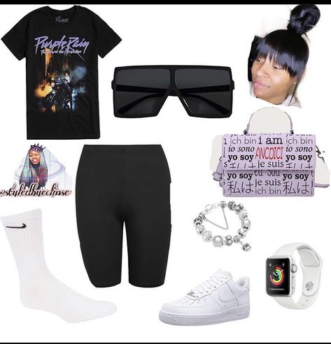 Black Nike Shorts Outfit, School Outfits With Shorts, Nike Shorts Outfits, Khalani Simon, Outfits With Shorts, Lazy Outfit, Baddie Clothes, Black Nike Shorts, Teen Style