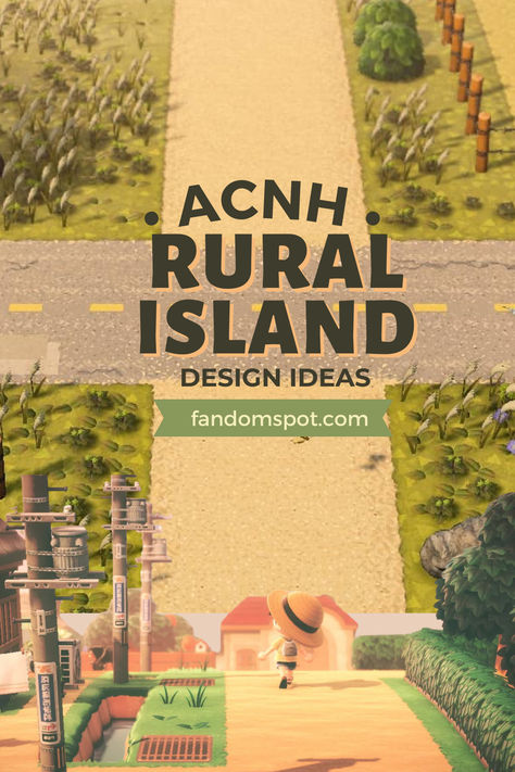 Acnh Farm Island Ideas, Animal Crossing Rural Island, Acnh Mediterranean Island, Acnh Rural Town, Acnh Farm Codes, Rural Acnh, Animal Crossing Farm Ideas, Acnh Peninsula Ideas, Acnh Farm Ideas