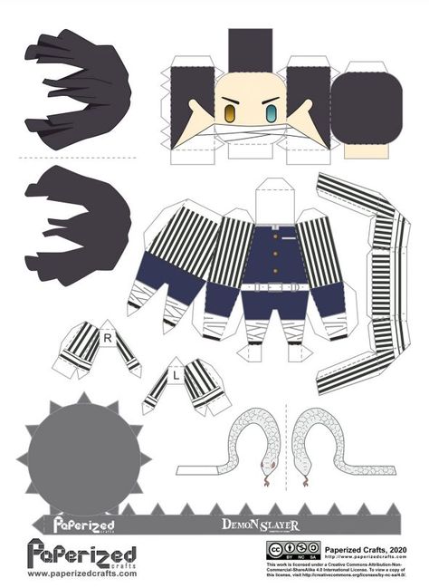 Demon Slayer Obanai, Paperized Crafts, Papercraft Anime, Anime Diys, Anime Paper, Paper Dolls Diy, Paper Toys Template, Anime Printables, Paper Doll Template