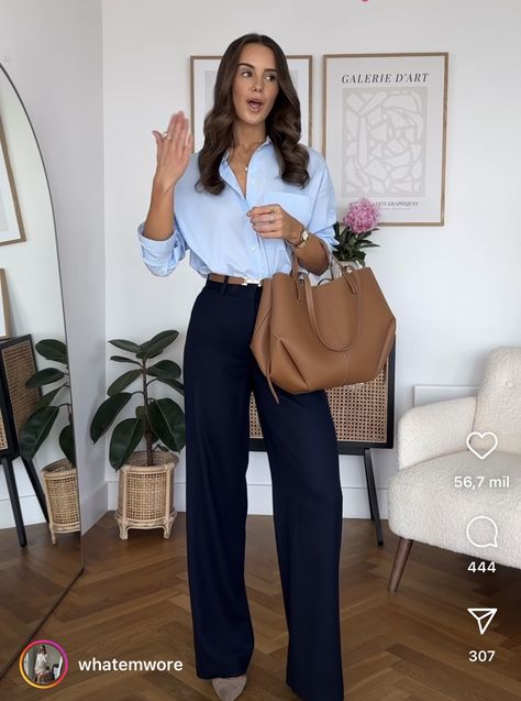 Navy Blue Trousers Outfit Women Classy, Navy Blue Trousers Outfit, Blue Trousers Outfit, Navy Pants Outfit, Tailored Pants Outfit, White Satin Shirt, Blue Pants Outfit, Formal Pant, Dark Blue Pants