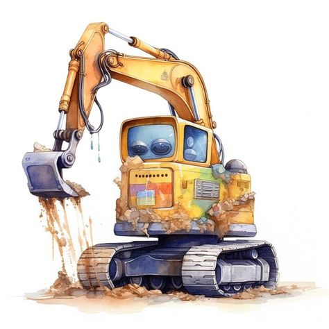 Photo a drawing of a yellow excavator wi... | Premium Photo #Freepik #photo #digger #excavator #earthmoving #excavator-isolated Excavator Clipart, Tractor Clipart, Truck Cake, Happy Painting, Projets Cricut, Construction Vehicle, Alphabet Blocks, Construction Theme, Construction Vehicles