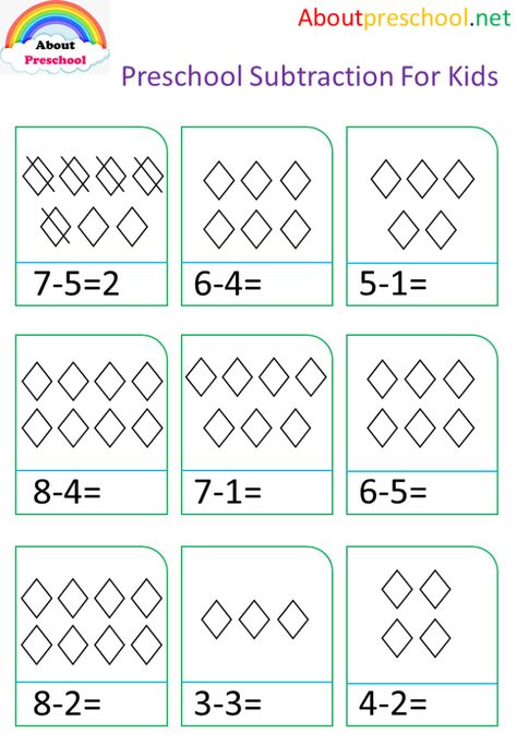 Preschool Subtraction For Kids -39 16 Subtraction Preschool, Basic Subtraction Worksheets, Preschool Addition, Easy Math Worksheets, Holiday Math Worksheets, Counting Worksheets For Kindergarten, Basic Subtraction, Handwriting Worksheets For Kids, Subtraction Kindergarten