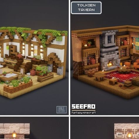 Rale | Design on Instagram: "Minecraft Fantasy Interiors and Assets  ⬇️ Download my Builds on Patreon————————————————  🎮 Minecraft Java 1.20. ➡️ Built on play.bakery.builders 🔄 Share with your Friends! ———————————————— ➕ Follow For Daily Designs  🏷️- #minecraft #minecraftpe #minecraftbuilds #minecraftdesign #minecraftpc #minecrafter #minecrafters #minecraftbuild #minecraftdesigns #mcpe #minecraftsurvival #minecrafthouse" Minecraft Mudbrick House, Minecraft Shop Interior Design, Minecraft Building Interior, Minecraft Fantasy Interior, Mc Interior Design, Minecraft Bakery Interior, Minecraft Pet Shop, Mc Bakery, Bar Minecraft