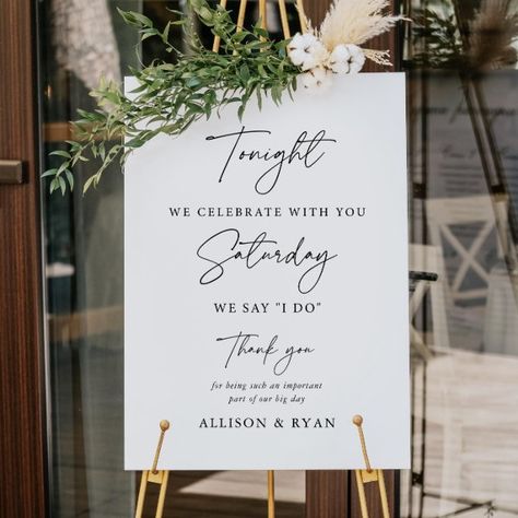 Wedding Saturday Rehearsal Dinner Decorations Sign Wedding Rehearsal Decorations, Rehearsal Dinner Decorations, Wedding Bible, Dinner Table Decor, Dinner Decoration, Wedding Rehearsal Dinner, Wedding Prep, Photo Decor, Wedding Rehearsal