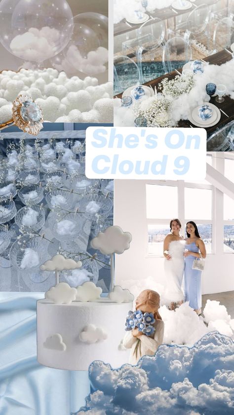 Bridal Shower Theme! She's On Cloud 9! ☁️9️⃣💍 On Cloud 9 Bridal Shower Decorations, Bachelorette Cloud 9 Theme, On Cloud 9 Shower Theme, On Cloud Nine Engagement Party Theme, She’s On Cloud 9, Shes On Cloud 9 Bridal Shower Theme, Match Made In Heaven Bridal Shower Theme, On Cloud Nine Bridal Shower Theme Decor, On Cloud 9 Bridal Shower Theme Decor