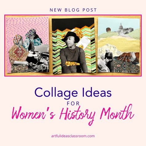 March is Women’s History month, what better way to celebrate the contributions of women throughout history than through making art?  These collage ideas  offer a creative and engaging opportunity... Women’s History Month Arts And Crafts, Womens History Month Crafts, Womens History Month Art, Sketchbook Cover Ideas, Projects For Women, Collage Portraits, Womens History, Collage Projects, Creative Collage