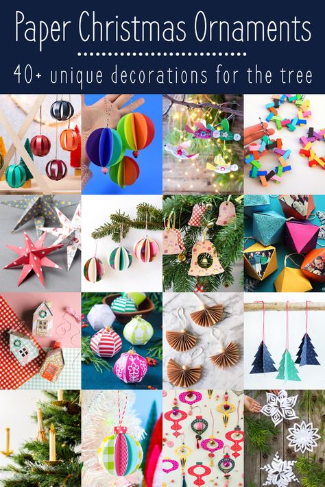 If you love paper Christmas ornaments, get over 30 ideas to decorate your home and tree! These are easy to make for both kids and adults. Christmas Tree Decorations For Kids, Easy Christmas Tree Decorations, Paper Ornaments Diy, Recycled Christmas Decorations, Origami Christmas Ornament, Christmas Paper Craft, Crochet Christmas Ornaments Free, Paper Decorations Diy, Paper Christmas Decorations