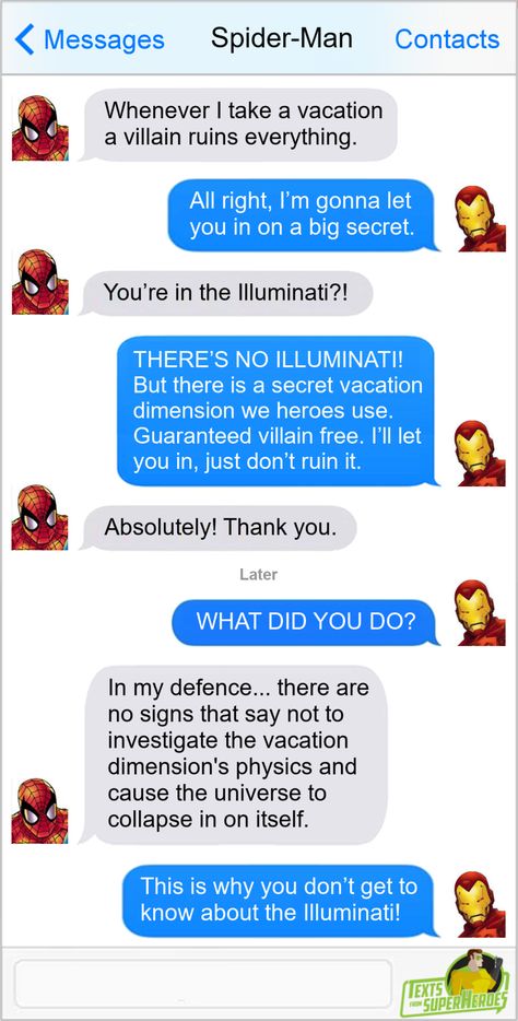 Avengers Texts, Superhero Texts, Funny Marvel Memes, Avengers Memes, Marvel Jokes, Avengers Funny, Marvel Funny, Marvel Memes, Marvel Dc Comics